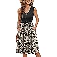 MOLERANI Women Summer Dresses Sleeveless Casual Loose Swing Button Down Midi Sundress with Pockets