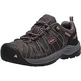 KEEN Utility Women's Flint 2 Low Height Leather Steel Toe Work Shoes, Magnet/Rose, 8 Wide US