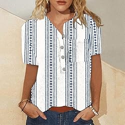 Blue Summer Tops for Women 2023 Spring Striped with