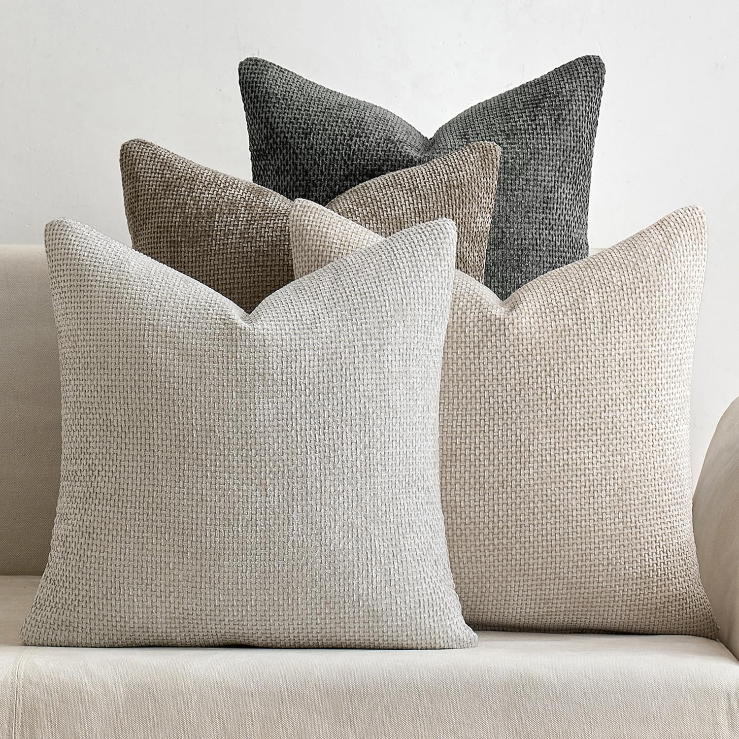 Photo 1 of MIULEE Pack of 4 Couch Throw Pillow Covers 26x26 Inch Neutral Soft Decorative Chenille Pillow Covers Farmhouse Boho Accent Cushion Covers for Mid Century Modern Home Decor Sofa Bedroom Living Room