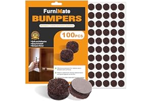 FURNIMATE Felt Cabinet Door Bumpers - Small Felt Pads for Cabinet Doors, 3/8" Diameter 100PCS, 5mm Thick Self Adhesive Brown