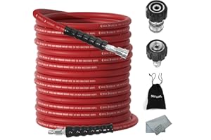 YETIANICAL Pressure Washer Hose 25FT x 3/8 Inch Quick Connect, Kink Resistant High Tensile Wire Braided,with M22 14mm Adapter Set, Hot and Cold Water Power Washer Hose, 4000 PSI
