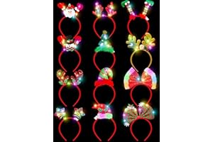 HOVACY 12PCS Christmas Headband, Christmas Light Headband, Christmas Party Favors Xmas Accessories for Xmas Decorations