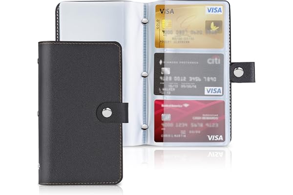 Jasenna Business Card Holder,Business Card Book Case PU Leather Organization Binder Name ID Card Holder for Men & Women, Up t