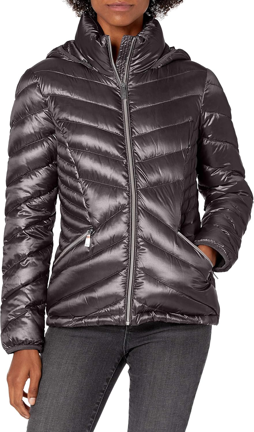 Calvin Klein womens Womens Short Packable With Stand Collar and Hood