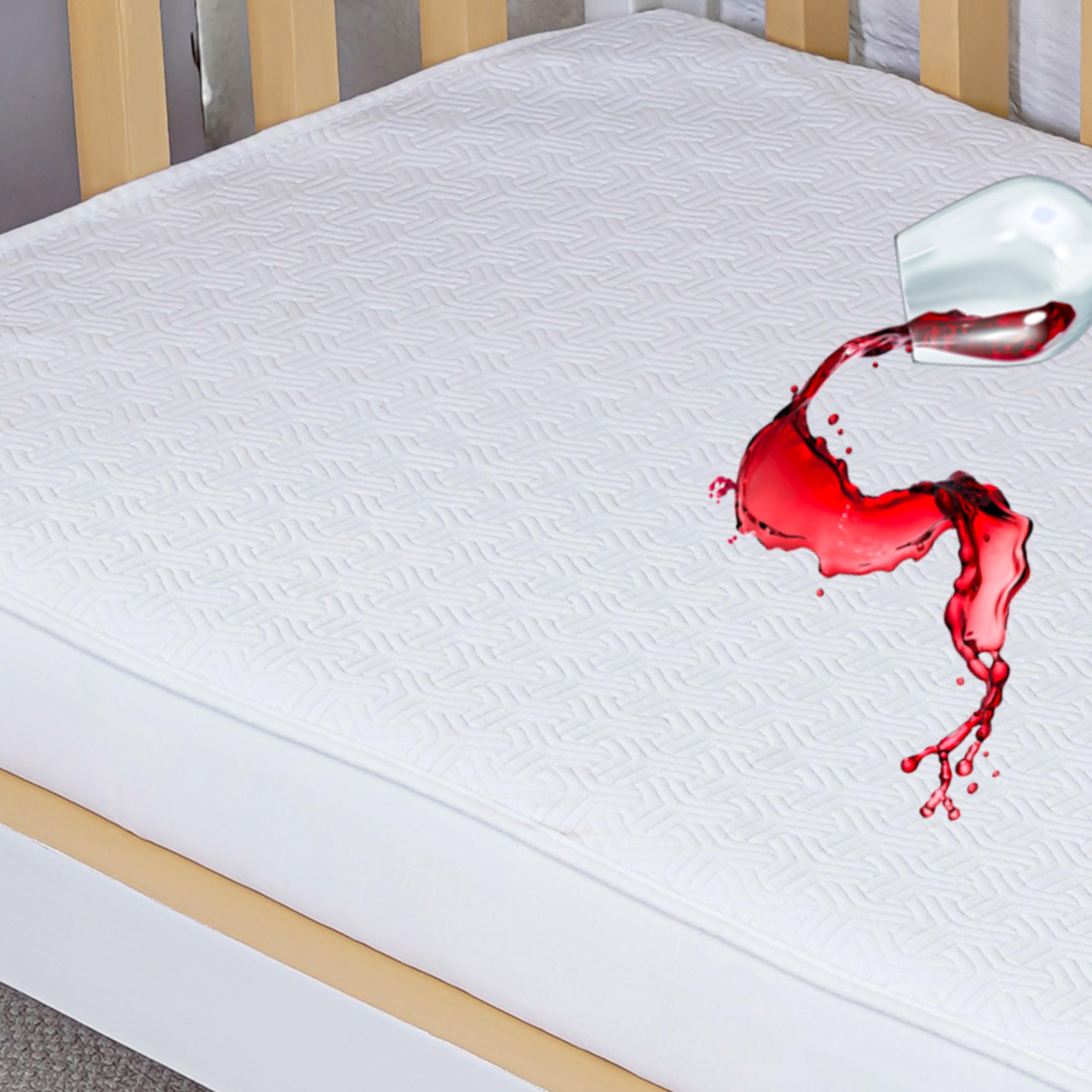 Sheet Story Ackly Bamboo Waterproof Cot Mattress Protector 120 x 60cm - Premium 100% Bamboo Fabric Hypoallergenic and Noiseless Fitted Sheet Cover - Mattress Protector Cot Mattress Topper