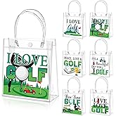 Teenyyou 24 Pcs Clear PVC Gift Bags with Handles themed Candy Treat Tote Gift Party Favors Bags for Birthday Party Supplies(Golf)