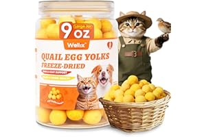 Wellix 9oz Freeze Dried Quail Eggs for Cats&Dog Treats - High-Protein Freeze Dried Quail Egg Yolk Cat Treats for Skin&Coat Health - Delicious Training Snacks for Puppy,Kitten Treat