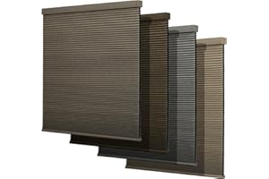 Boolegon Cordless Linen Pattern Cellular Shades Blackout Honeycomb Shades for Windows Pull Down Honeycomb Privacy Blinds for Bedroom Office Thermal Insulated, Blackout Light Brown, 48" W x 39" H