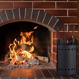 Relaxdays 5 Piece Fireplace Tool Set Black Poker Tongs Shovel Broom Bucket Stand view 2