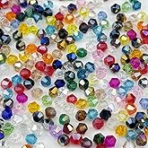 Pinhoollgo 500pcs 4mm Bicone Crystal Glass Beads Mix Colors