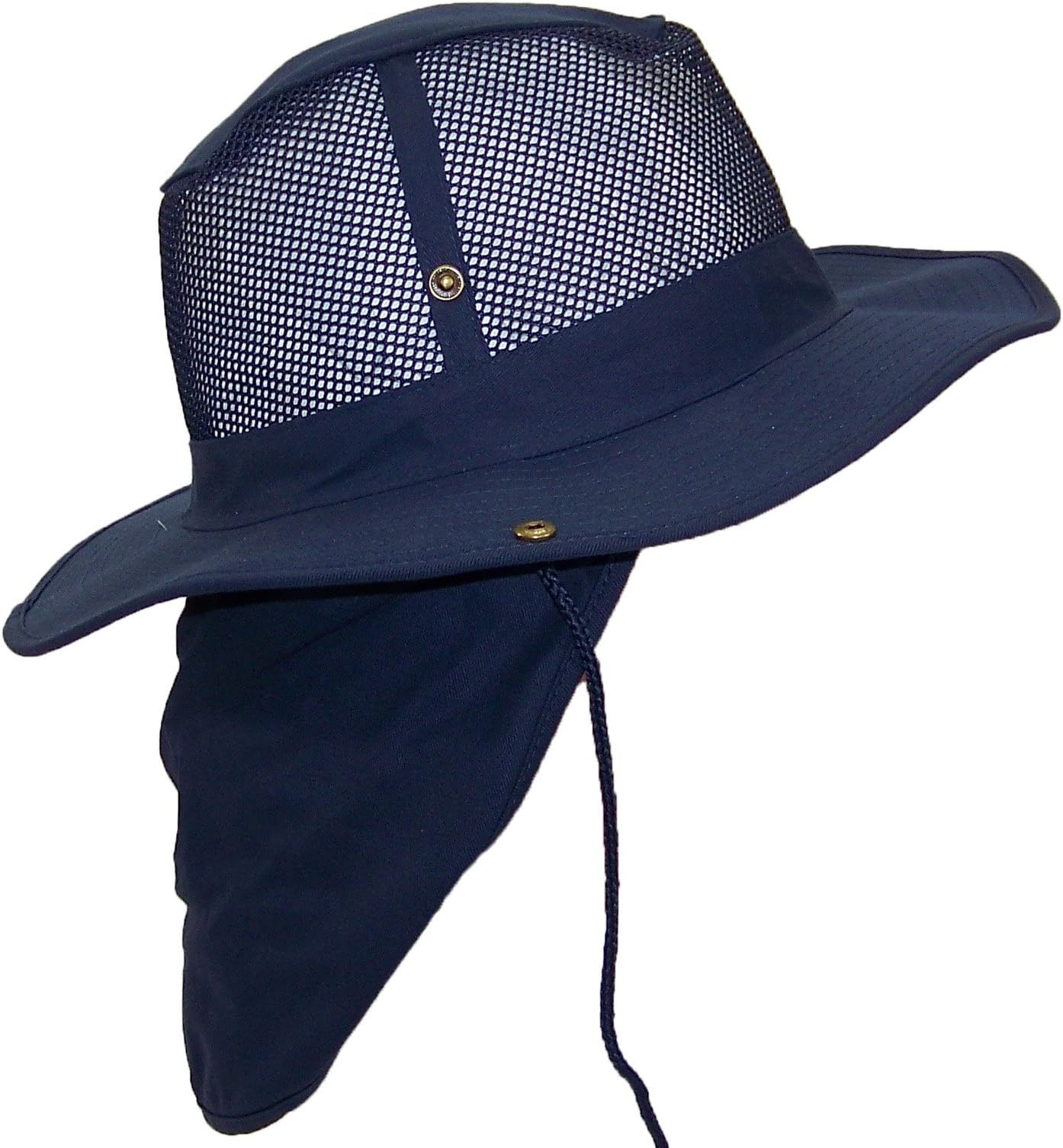 Tropic Hats Summer Wide Brim Mesh Safari/Outback W/Neck Flap & Snap Up Sides