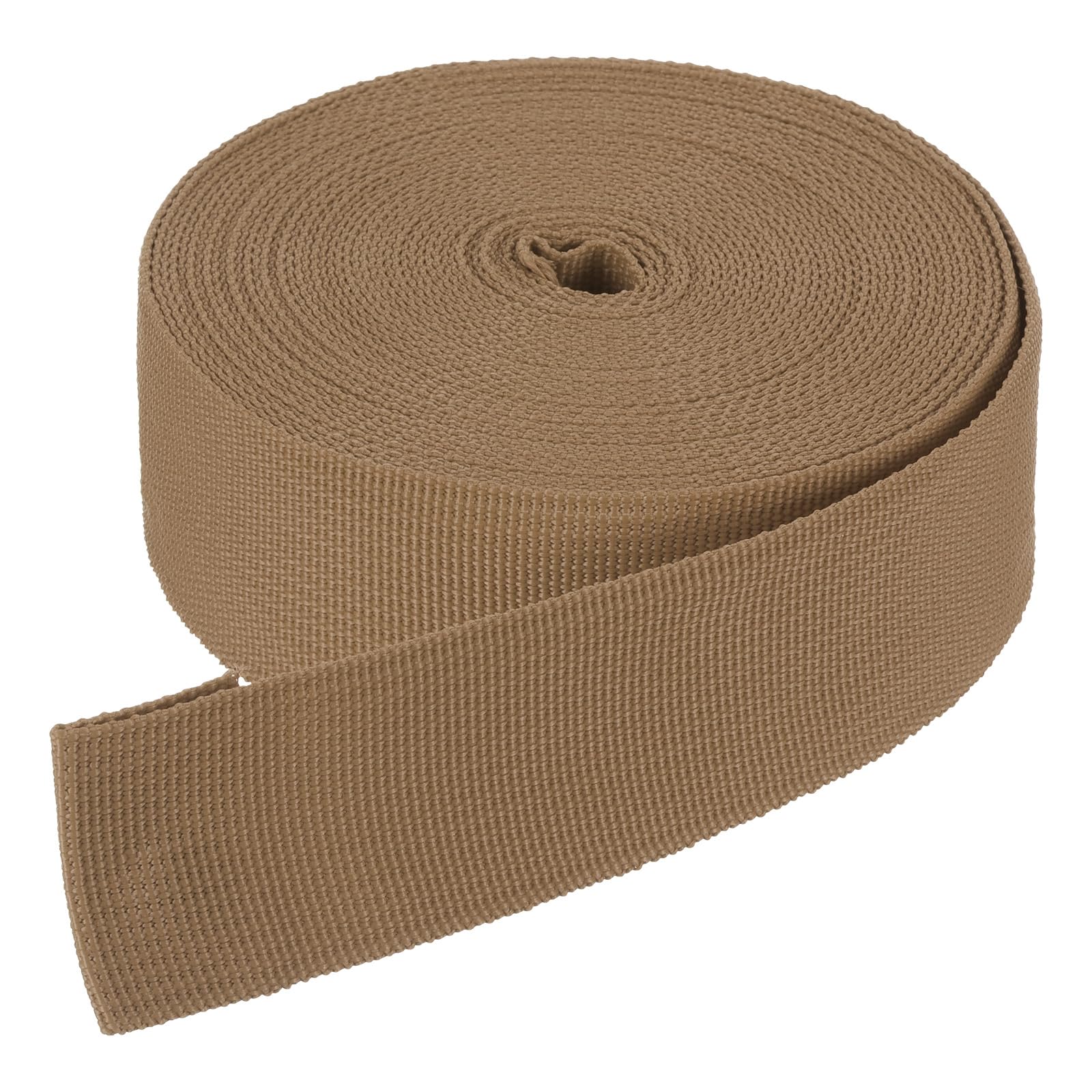 DMiotech 10 Yard x 1 1/2 Inch Width Nylon Webbing Strap Poly Flat Webbing Strapping for DIY Craft Backpack Strapping, Sewing, Outdoor Gear Repair, Light Brown