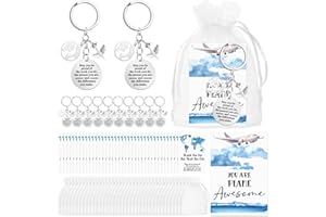 Tondiamo 36 Set Flight Attendant Gifts Bulk Airplane Keychain with Thank You Cards Organza Bags for Travel Adventure Party Favor Holiday Gift
