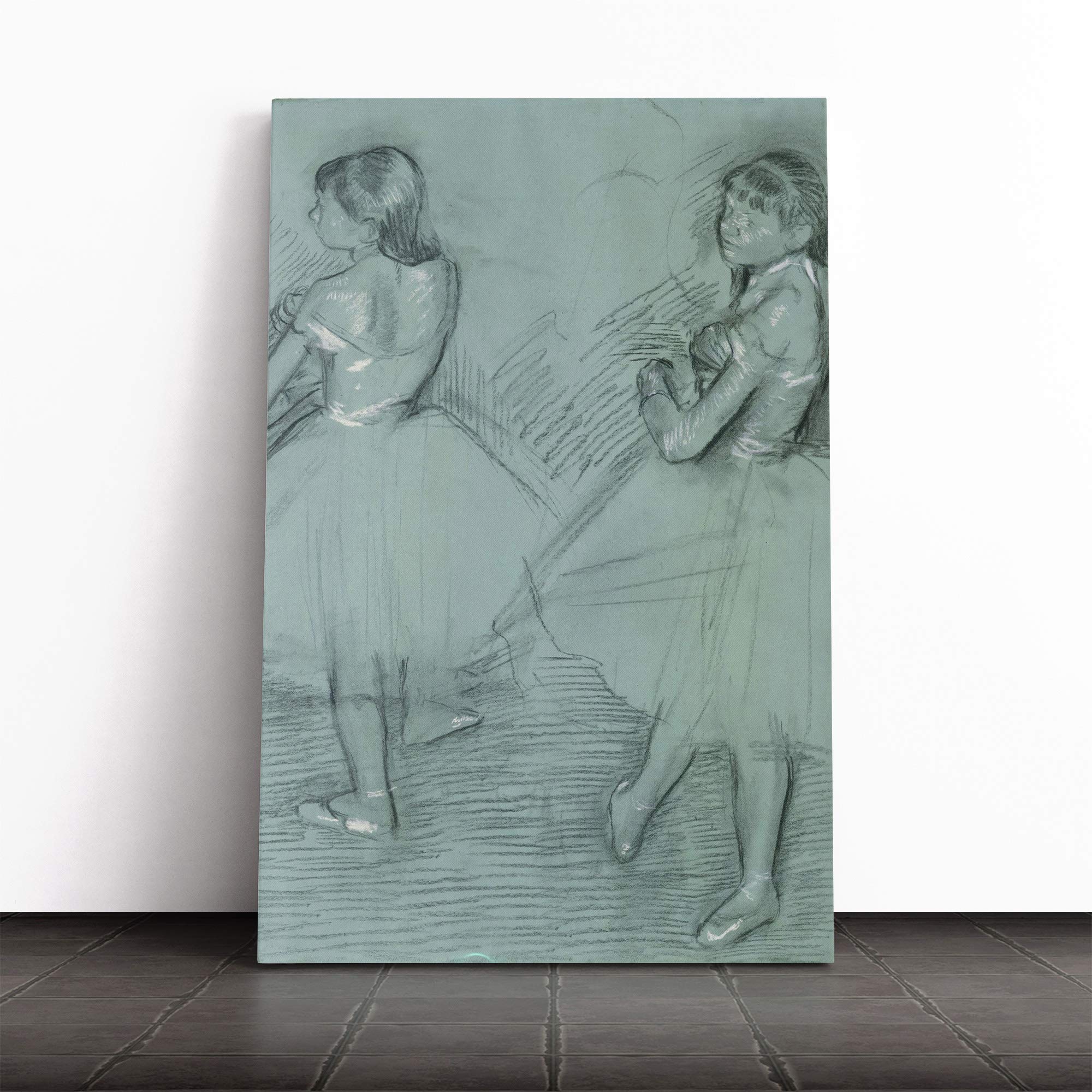 Edgar Degas Two Dancers Sketch Canvas Print | Gallery Wrapped 30mm Frame Wall Art | 20x14 inches | Ready to Hang | Modern Picture | Living Room Bedroom Lounge Office