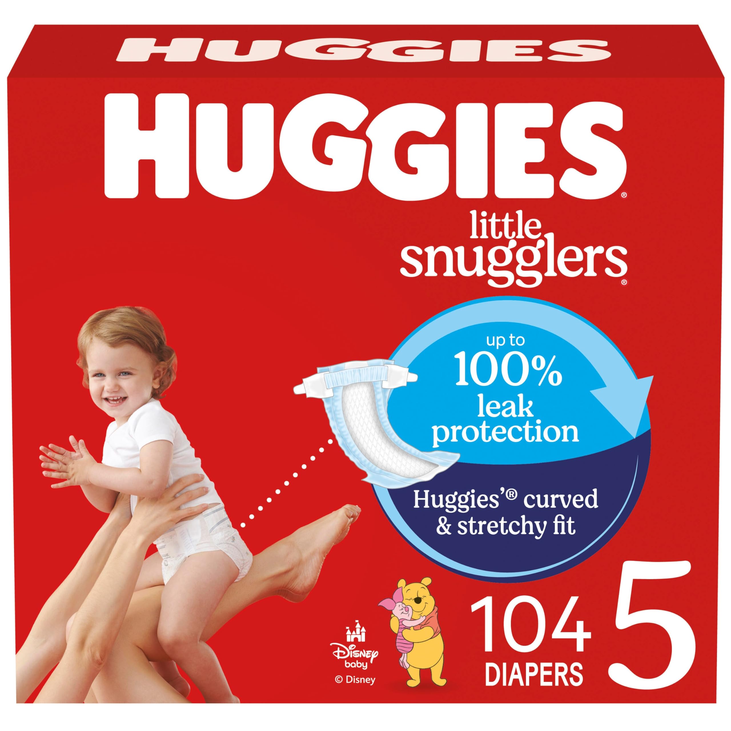 Photo 1 of Huggies Size 5 Diapers, Little Snugglers Baby Diapers, Size 5 (27+ lbs), 104 Count, Packaging May Vary