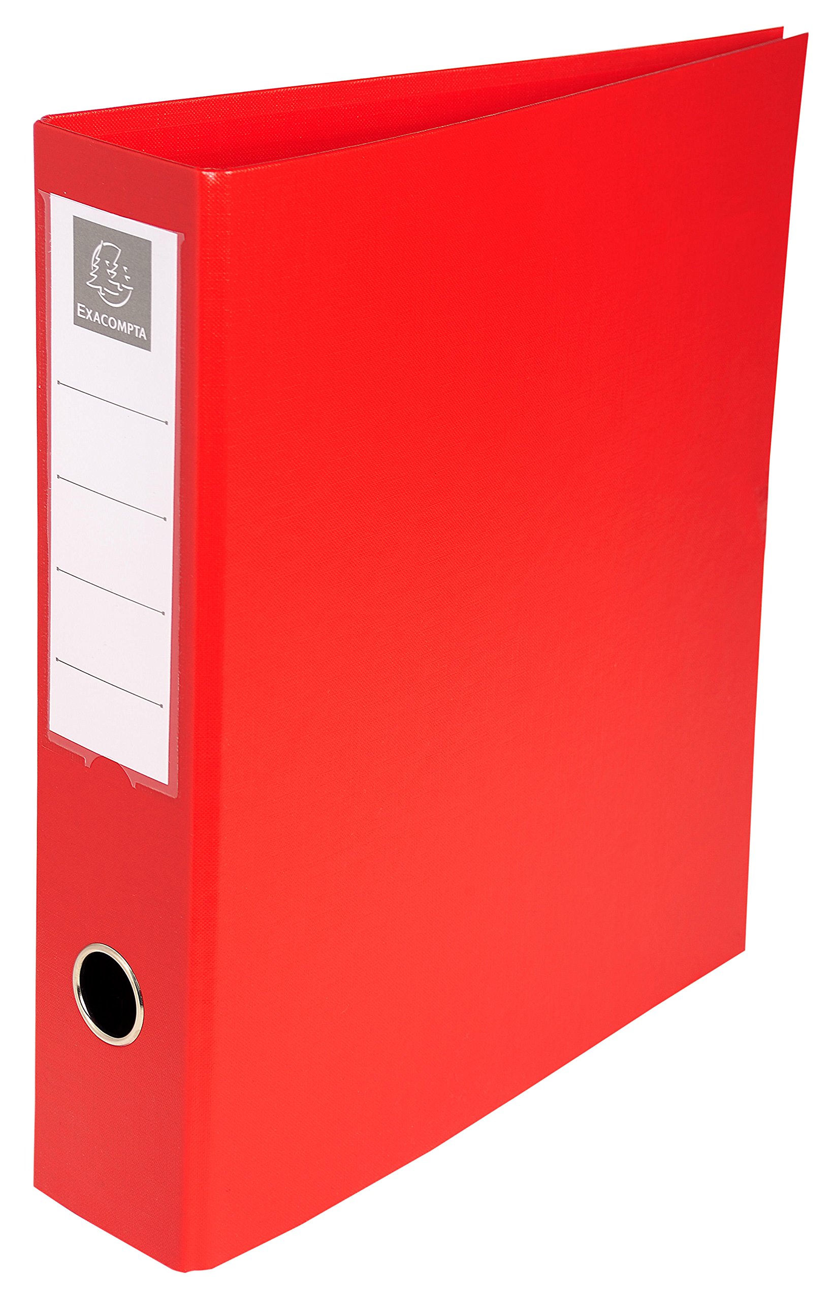 Exacompta - ref. 51745E - 1 rigid PVC binder - 4 D-rings of 50 mm on the 3rd cover - Spine 70 mm - External dimensions: 32 x 29 cm - Format to file A4 Maxi - Colour: red