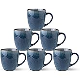 GBHOME Ceramic Coffee Mugs Set of 6, 12oz Stoneware Coffee Mugs Set For Dad Mom Women MEN, Light Weight Ceramic Coffee Cups for Latte/Tea/Beer/Hot Cocoa, Dishwasher & Microwave Safe