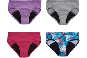 Hanes Girls' Comfort, Period. Underwear, Moderate Protection, Hipster & Boyshort, Boxer Brief Period Panties, Multi-Pack