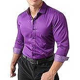 JOGAL Men's Dress Shirts Regular Fit Long Sleeve Stretch Business Wedding Button Down Shirts