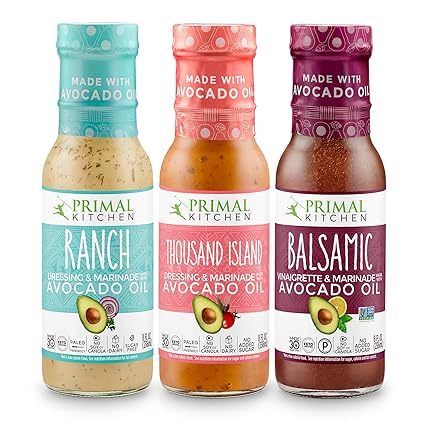 Amazon Com Primal Kitchen Avocado Oil Classic Dressing Marinades Three Pack Whole 30 Approved Includes Ranch Thousand Island Balsamic Vinaigrette Grocery Gourmet Food