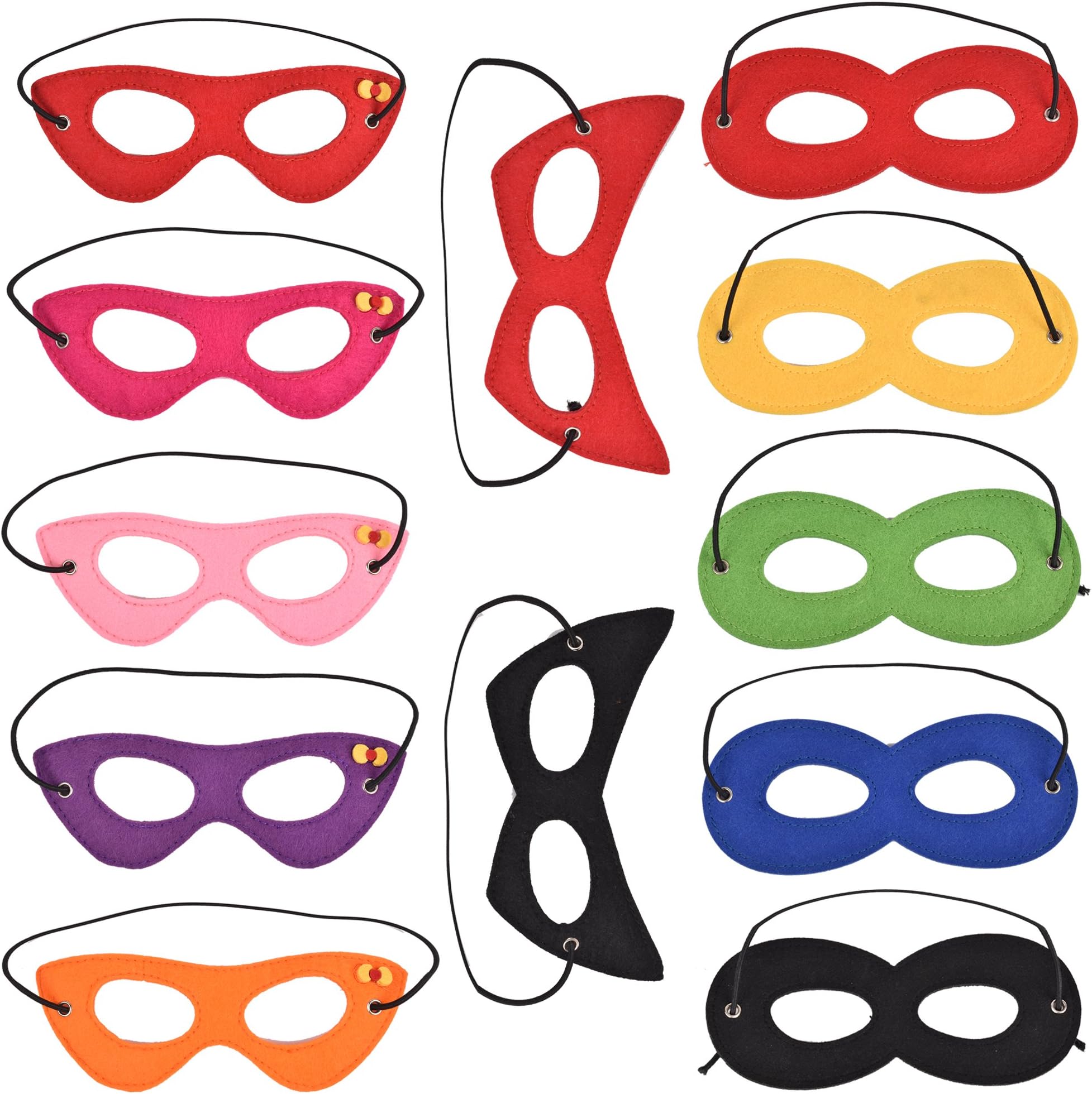Oxfox Felt Superhero Masks Party Masks with Elastics for Dress-up Party Halloween Party for Kids and Adults 12 Pieces
