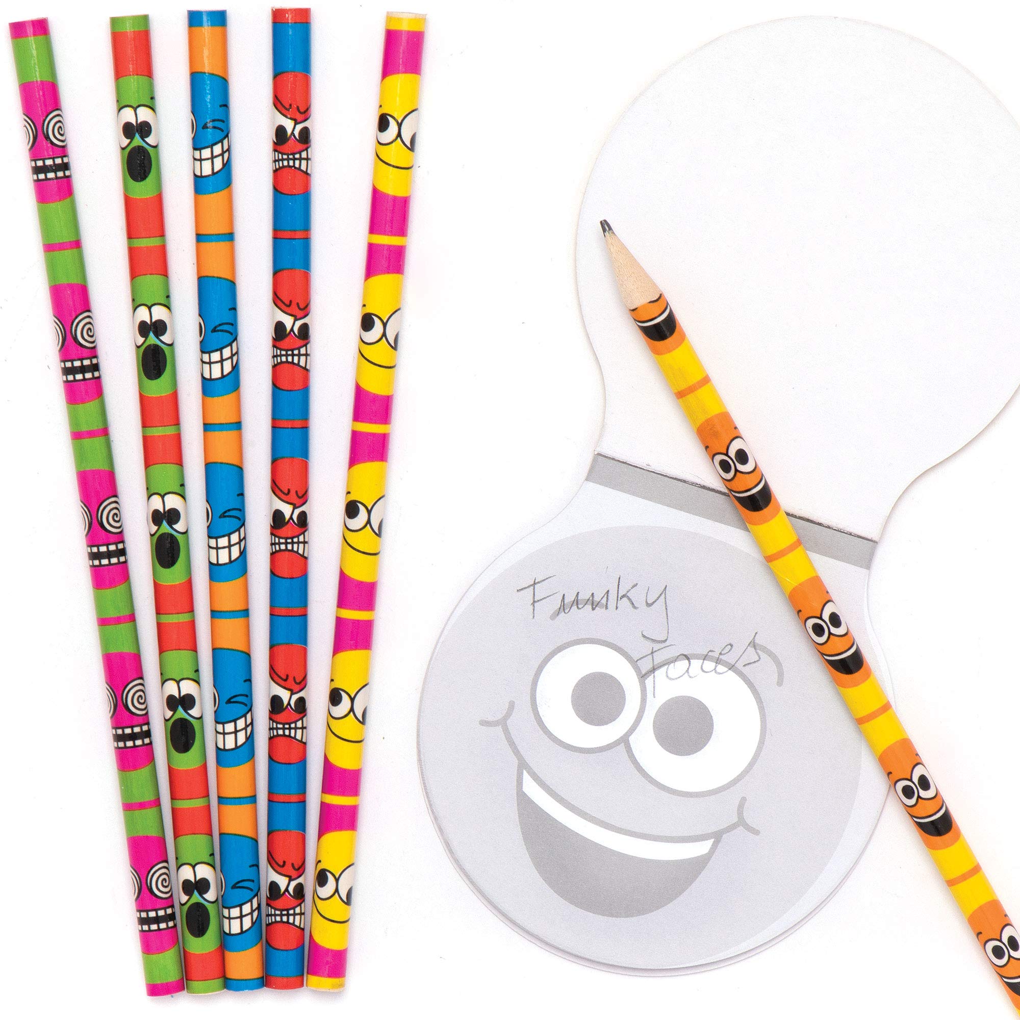 Baker Ross AT963 Funky Faces Pencils - Pack of 12, Stationery For Kids Party Bags and Small Toys for Children — image 1