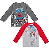 Marvel Avengers Spider-Man Iron Man Captain America Hulk Black Panther Miles 2 Pack Long Sleeve T-Shirts Toddler to Big Kid