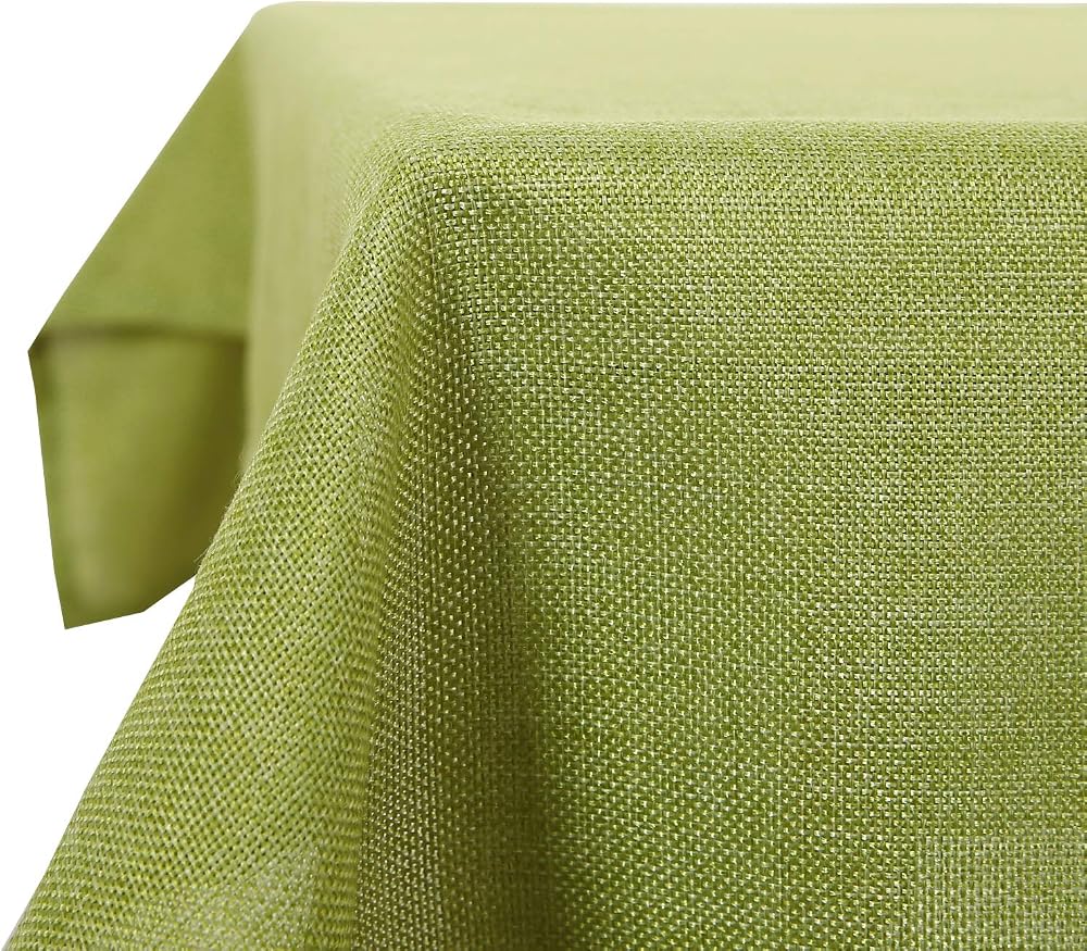 Deconovo Faux Linen Pattern Table Cover Green 51x87 Inch Water Resistant