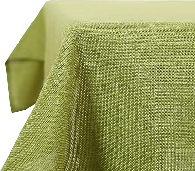 Deconovo Faux Linen Pattern Table Cover Green 51x87 Inch Water Resistant