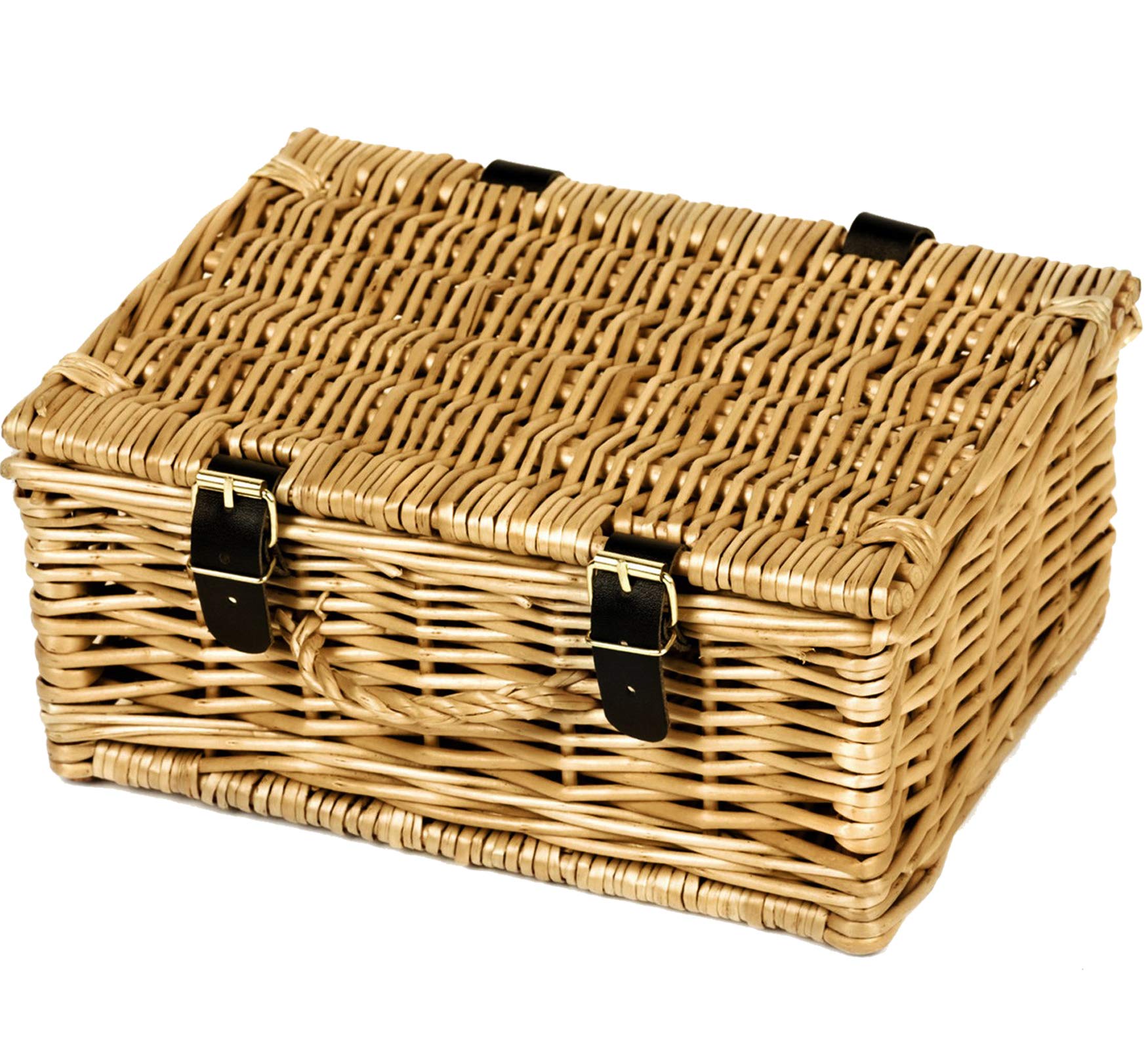 Offer Shop Wicker Hamper Basket Hand Woven Gift Boxes Traditional Box with Lid and Lock (Wicker Basket - 12 Inch)