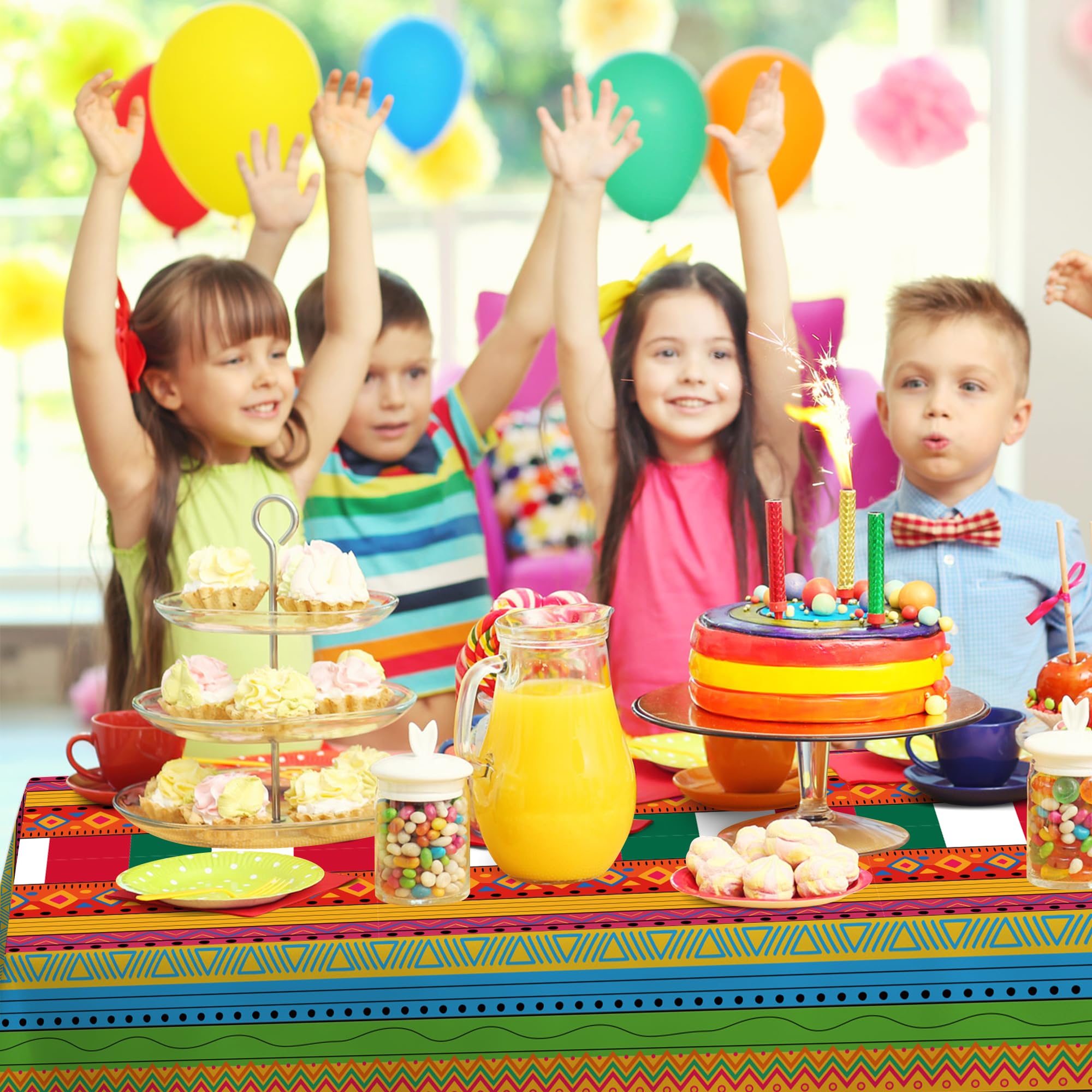 OHOME Cinco De Mayo Decorations - Fiesta Party Decorations - Fiesta Plastic Tablecloth for Taco - Mexican Theme Birthday Accessories Favors Decor,52