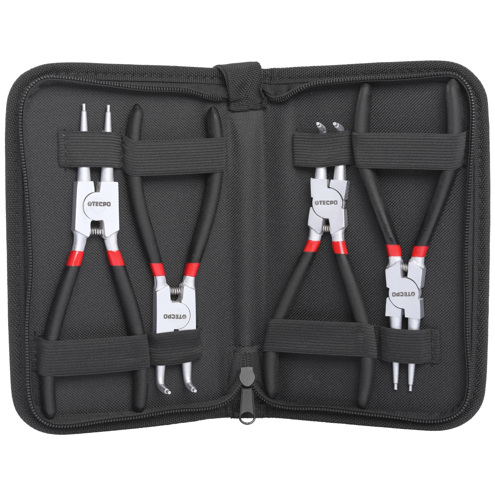 TECPO 300459 Snap Ring Pliers Set 175 mm Snap Ring Circlip Pliers Inside and Outside Chrome Vanadium Steel