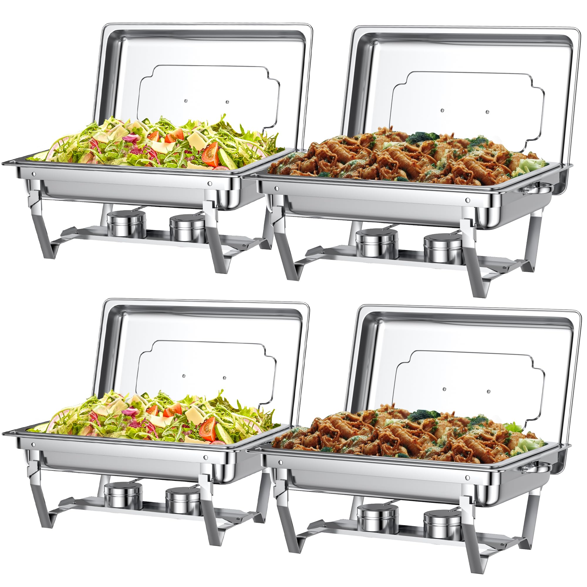 Photo 1 of (PARTIAL SET) (DENTED) Chafing Dishes for Buffet Set – Chafers for Catering & Buffet Warmers with Lids | Serving Food Warmer & Chafers Servers Sets