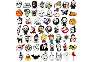 HYTYQDAFA 55pcs Halloween Horror Shoe Charms Skull Horror Shoe Charms, Shoe Pins Accessories Charms for Wristband Bracelet Birthday Halloween Gifts