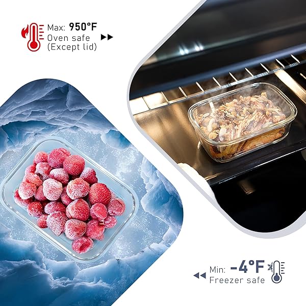 BOROHOUSE 10-PACK GLASS FOOD STORAGE CONTAINERS WITH TEMPERED LIDS – BOROSILICATE, AIRTIGHT, OVEN-SAFE (-4°F~950°F), BPA-FREE, 4.4 & 1.6 CUP, LEAK-PROOF, DISHWASHER SAFE (BLUE)