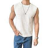 WDIRARA Men's Solid Ribbed Knit Tank Top Sleeveless Round Neck Casual Cami Shirt