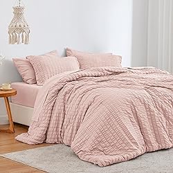 Love's cabin Seersucker Pink Twin Comforter Set 5