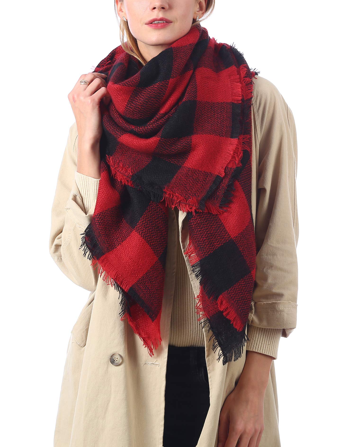 Easysmile Womens Blanket Scarf Buffalo Plaid Long Warp Shawls Fashion