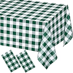 WNINK 2 Pack Green and White Checkered Rectangular