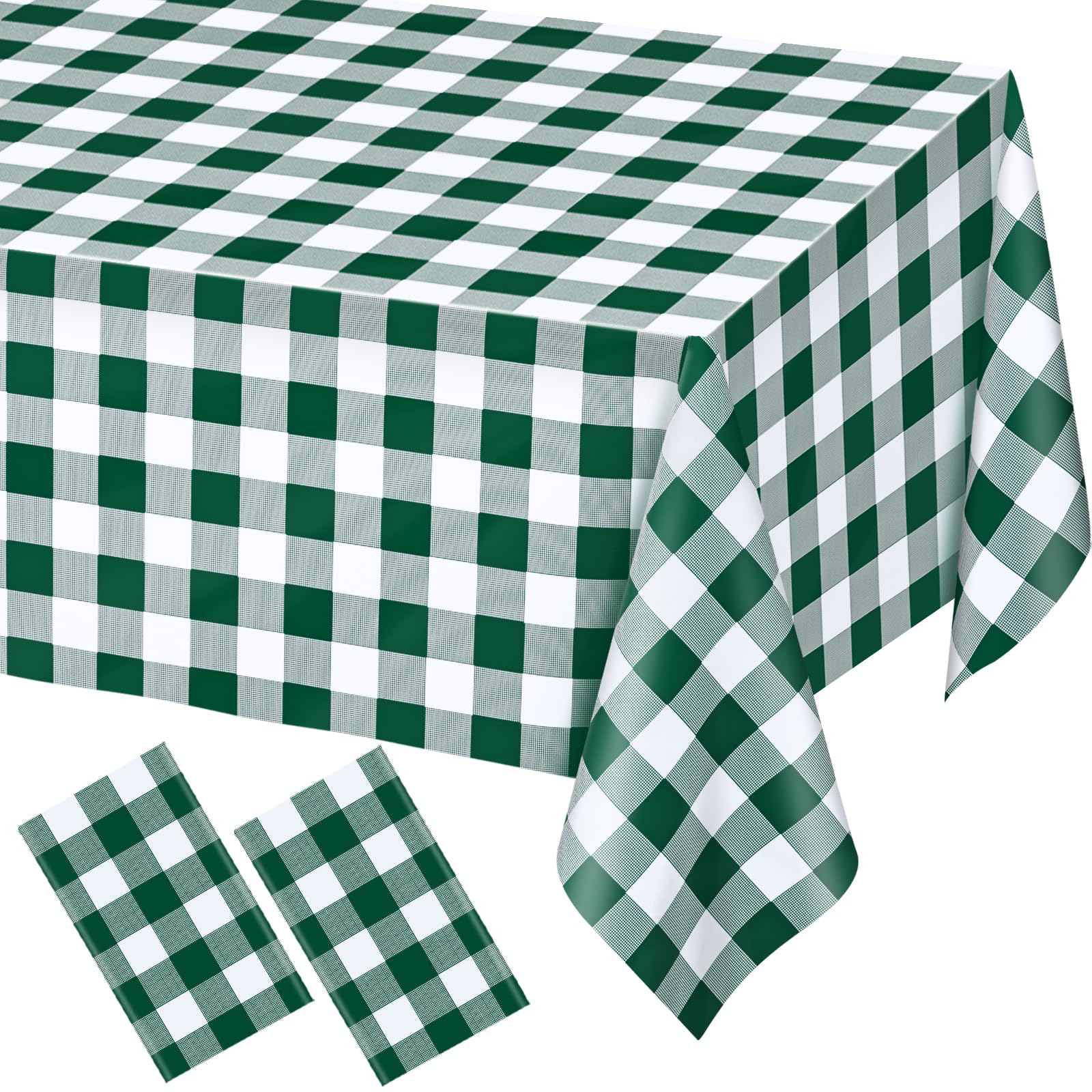 WNINK 2 Pack Green and White Checkered Rectangular