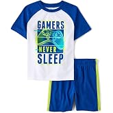 The Children's Place boys Short Sleeve Top and Shorts,2 Piece Pajama Set