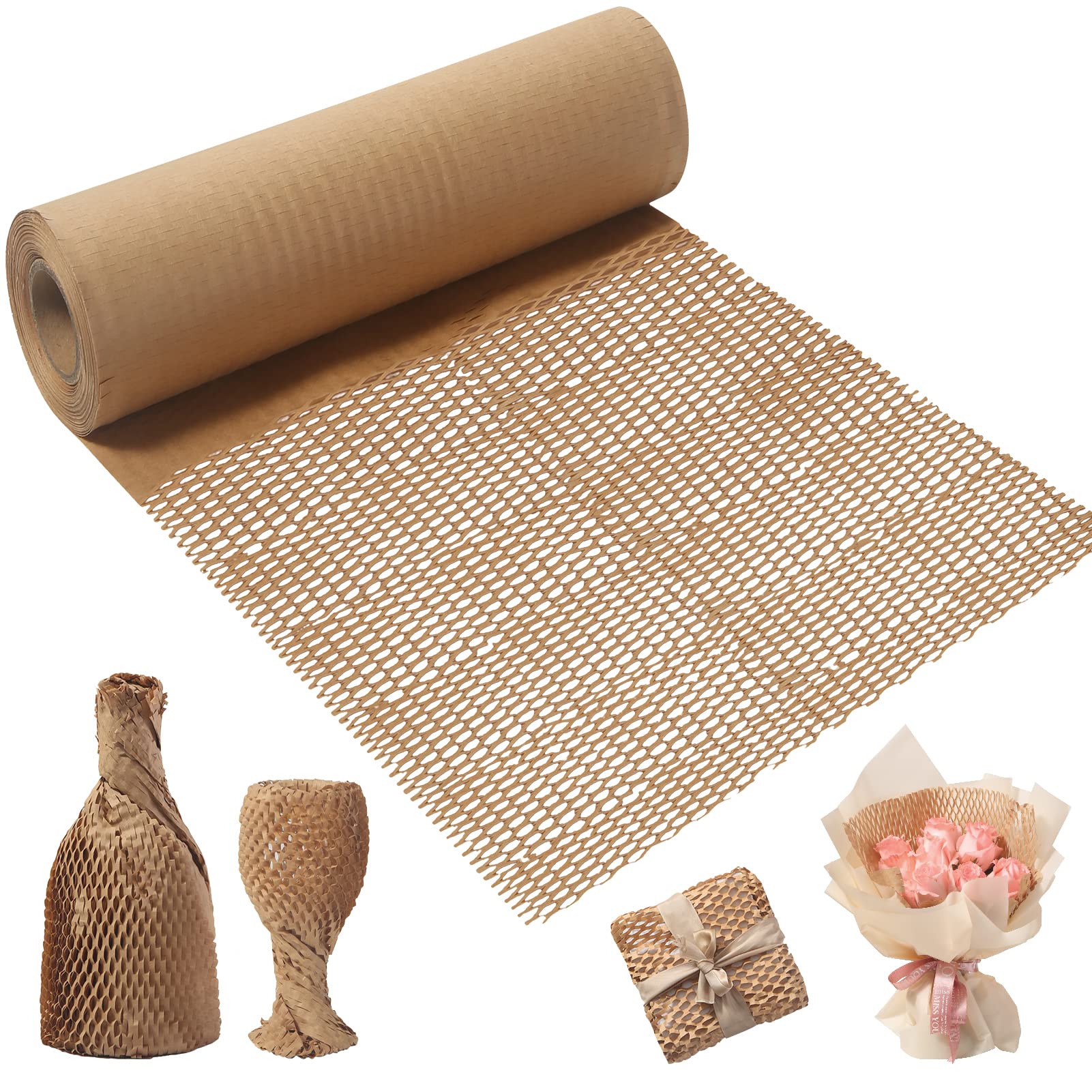 Honeycomb Packaging Paper - 30cm X 30M Brown Packing Paper for Moving House, Shipping Fragile Items, Wrapping Gifts - Bubble Wrap Alternative, Shock-Absorbing Hand-Tearable Cushioning Wrap
