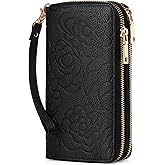 BVEOGMRO Women's Wristlet Wallet 2 Zip Around Clutch Purse for Women RFID Blocking Large Capacity Black