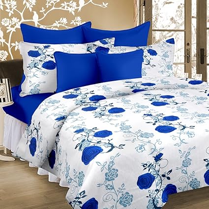 Cortina 104 TC Cotton Double Bedsheet with 2 Pillow Covers - Multicolour