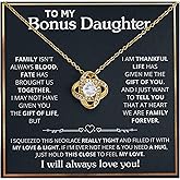 To My Bonus Daughter Necklace From Stepdad, Bonus Daughter Gifts From Stepmom, Jewelry Gifts For Stepdaughter On Wedding Day Birthday Graduation, Stepdaughter Necklace With Heartfelt Message & Elegant Box