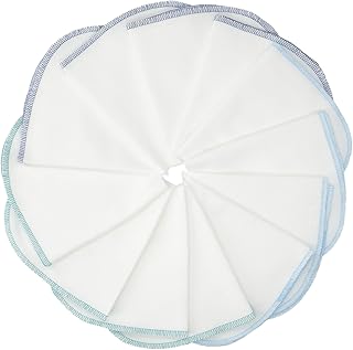 Molton Flanell Baby Waschlappen MIT SCHLAUFE- 12er Set, weiß-blau, 30x30cm I BESTE QUALITÄT - 100% Baumwolle, schadstoffgeprüft, ÖKO-TEX STANDARD 100, kochfest bei 95°C, robuste Naht, sehr weich