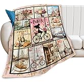 Paris Blanket Eiffel Tower Throw Blanket Soft Warm Cozy Fuzzy Plush Romantic Gifts for Girls Women Lightweight Fleece Flannel Stuff Gift for Kids Adults 50"X40"