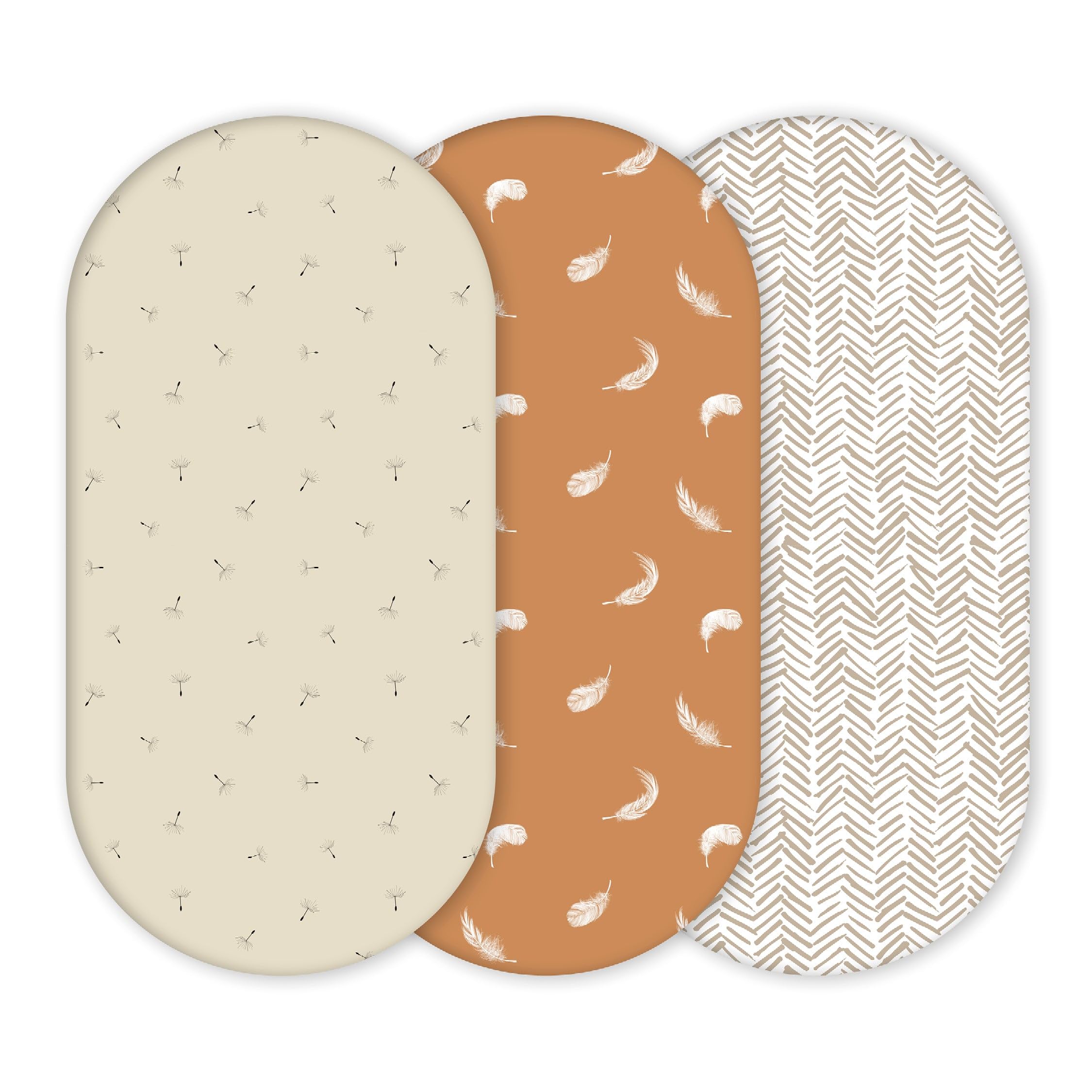 YUNIOO™ 3 Pack Fitted Bassinet Sheets, Moses Basket Fitted Sheets also for Stroller, Crib, Pram, Baby Changing Basket and Changing Pad Cover. 100% Soft Cotton Fits Different Mattresses. 80 x 40 cm