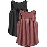 PINSPARK Workout Tops for Women Racerback Tank Tops Sleeveless Athletic Running Shirts Lightweight Yoga Gym Tank,2 Pack S-3XL